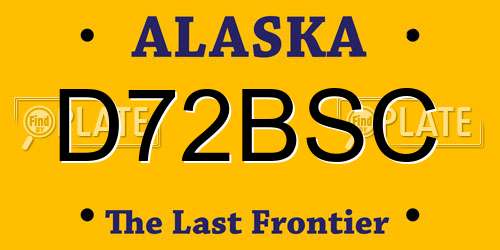 D72BSC Alaska License Plate