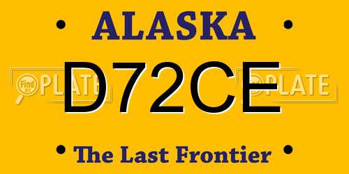 D72CE Alaska License Plate
