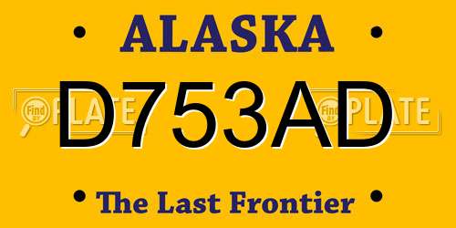 D753AD Alaska License Plate