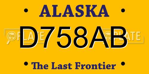 D758AB Alaska License Plate