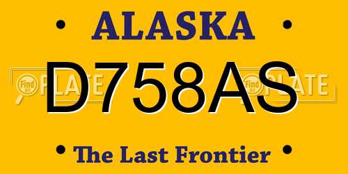 D758AS Alaska License Plate