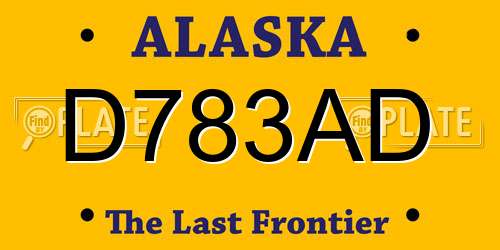 D783AD Alaska License Plate