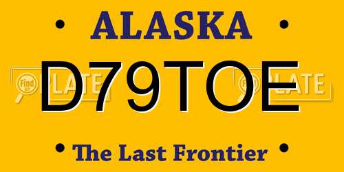 D79TOE Alaska License Plate