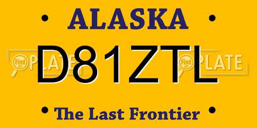 D81ZTL Alaska License Plate