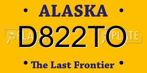 D822TO Alaska License Plate