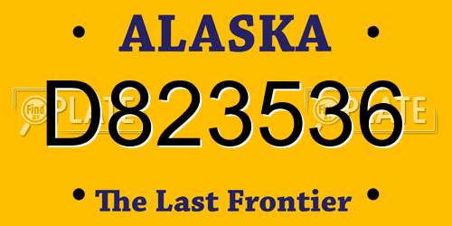 D823536 Alaska License Plate