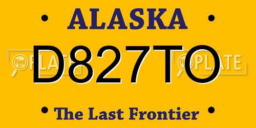 D827TO Alaska License Plate