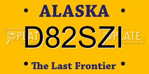 D82SZI Alaska License Plate