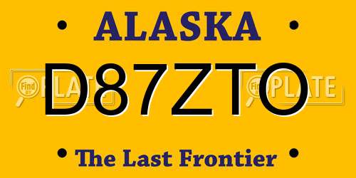 D87ZTO Alaska License Plate