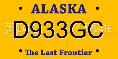 D933GC Alaska License Plate