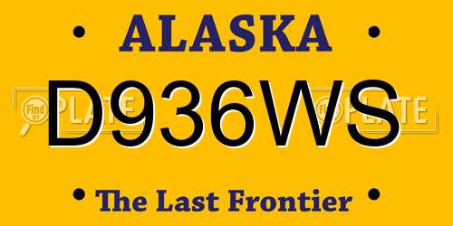 D936WS Alaska License Plate