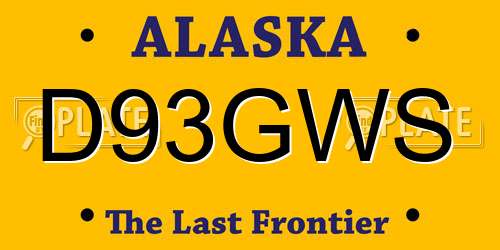 D93GWS Alaska License Plate