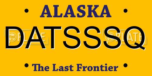 DATSSSQ Alaska License Plate