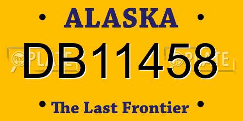 DB11458 Alaska License Plate