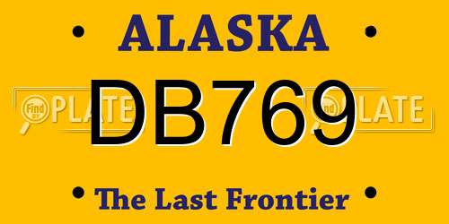 DB769 Alaska License Plate