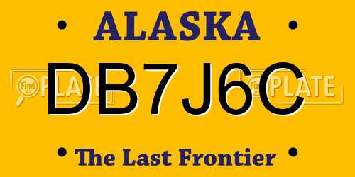 DB7J6C Alaska License Plate