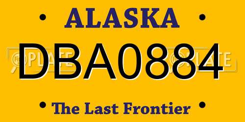 DBA0884 Alaska License Plate