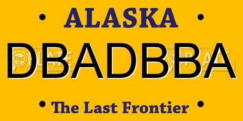 DBADBBA Alaska License Plate