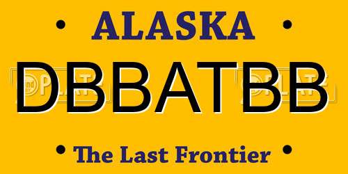 DBBATBB Alaska License Plate