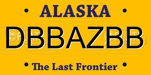 DBBAZBB Alaska License Plate