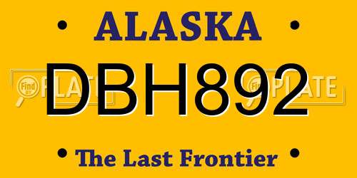 DBH892 Alaska License Plate
