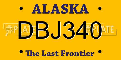 DBJ340 Alaska License Plate
