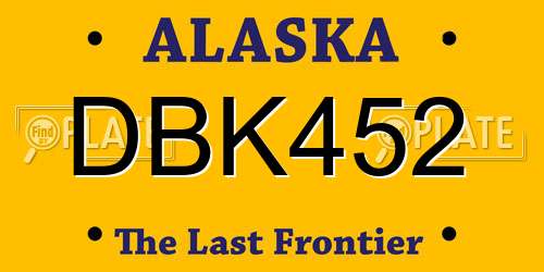 DBK452 Alaska License Plate