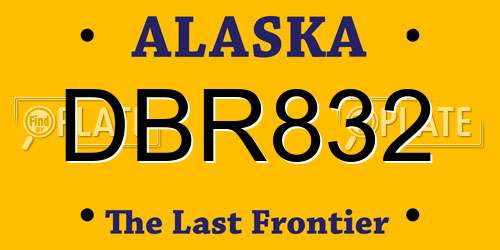 DBR832 Alaska License Plate