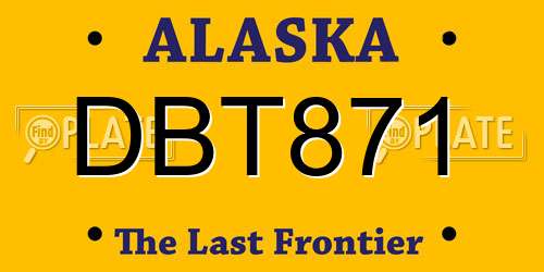 DBT871 Alaska License Plate