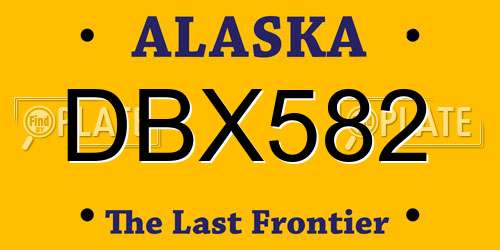 DBX582 Alaska License Plate