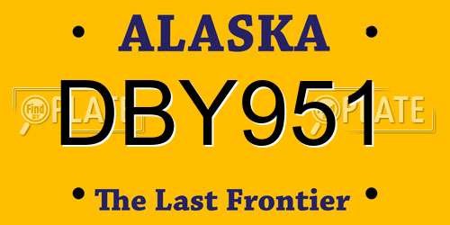 DBY951 Alaska License Plate