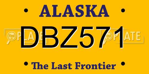 DBZ571 Alaska License Plate