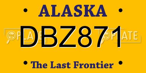 DBZ871 Alaska License Plate