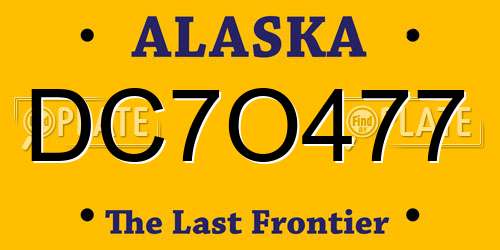 DC7O477 Alaska License Plate