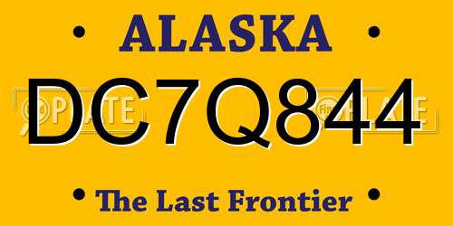 DC7Q844 Alaska License Plate