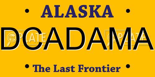 DCADAMA Alaska License Plate