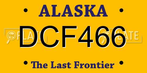DCF466 Alaska License Plate
