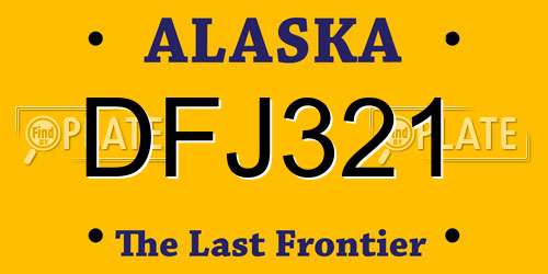 DFJ321 Alaska License Plate