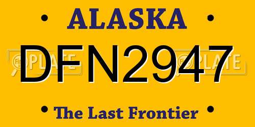 DFN2947 Alaska License Plate