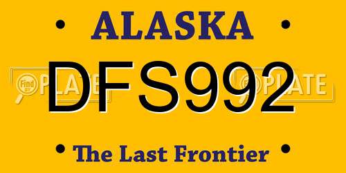 DFS992 Alaska License Plate