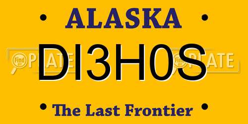 DI3H0S Alaska License Plate