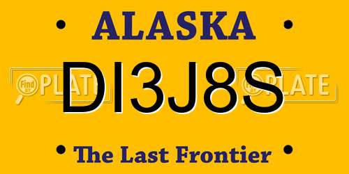 DI3J8S Alaska License Plate