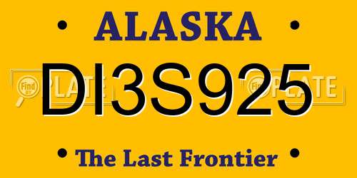 DI3S925 Alaska License Plate