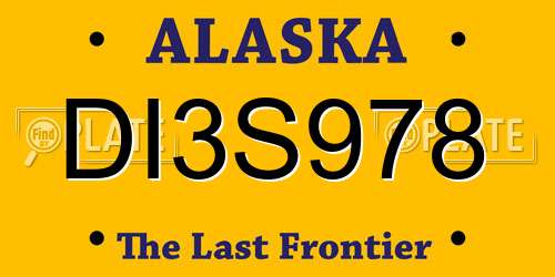 DI3S978 Alaska License Plate