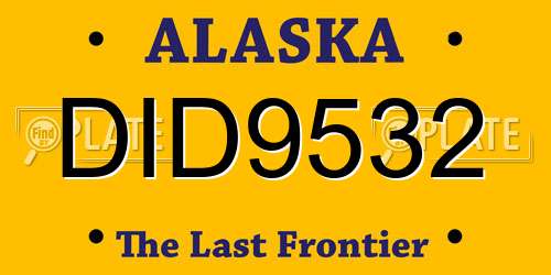 DID9532 Alaska License Plate