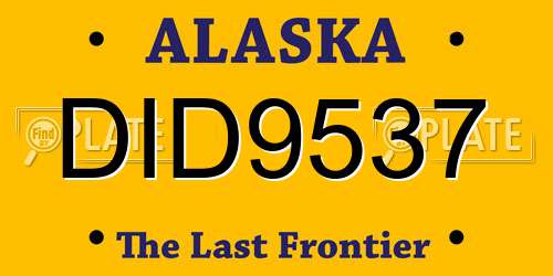 DID9537 Alaska License Plate