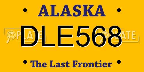 DLE568 Alaska License Plate