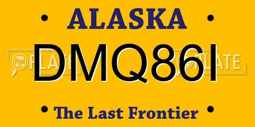 DMQ86I Alaska License Plate