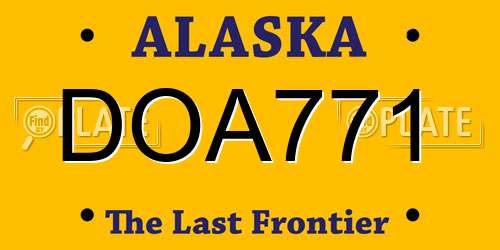 DOA771 Alaska License Plate
