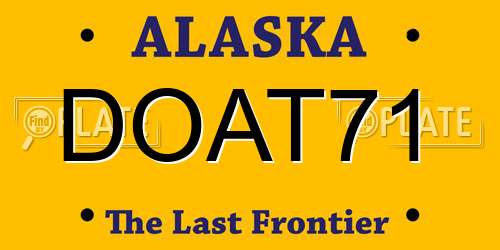 DOAT71 Alaska License Plate